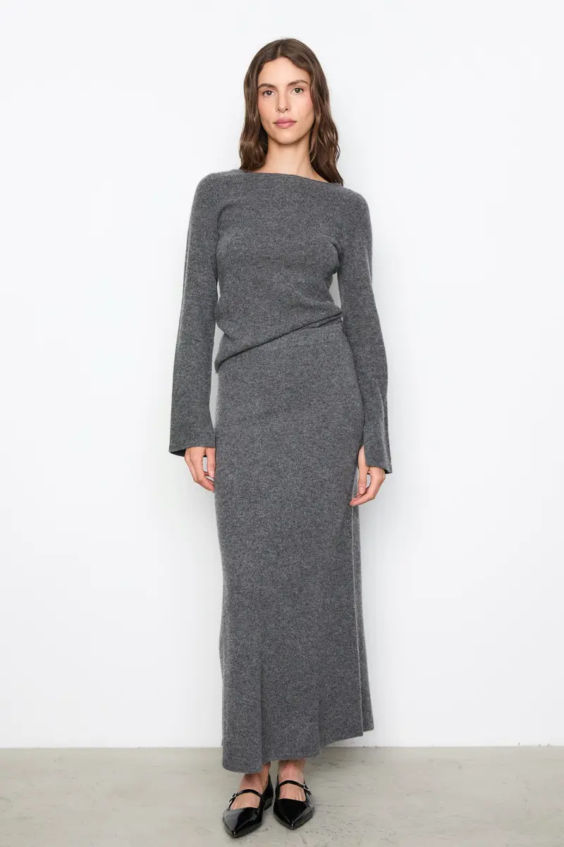 Jana Knit Skirt Dark Grey Melange