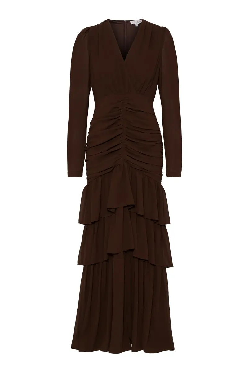 Jenna Long Sleeve Maxi Dress - Espresso