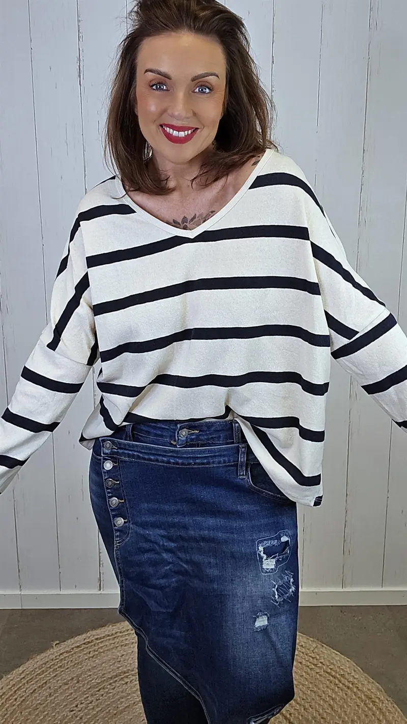 Jenny Topp Med Navy Striper