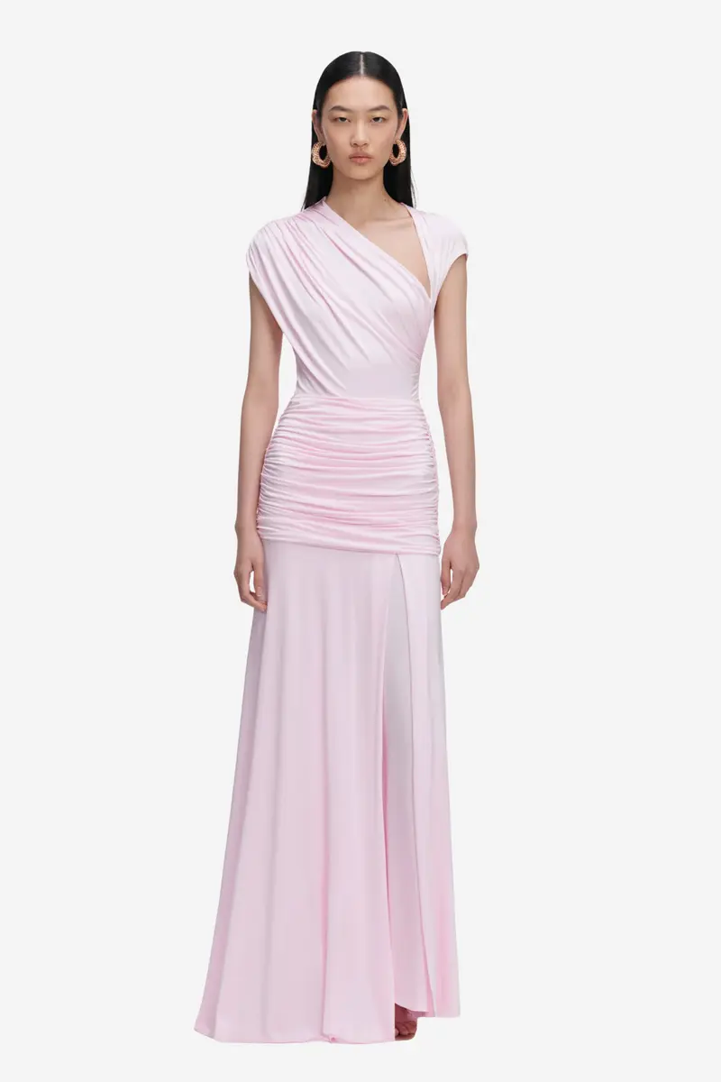 Jersey Draped Maxi Dress Pink