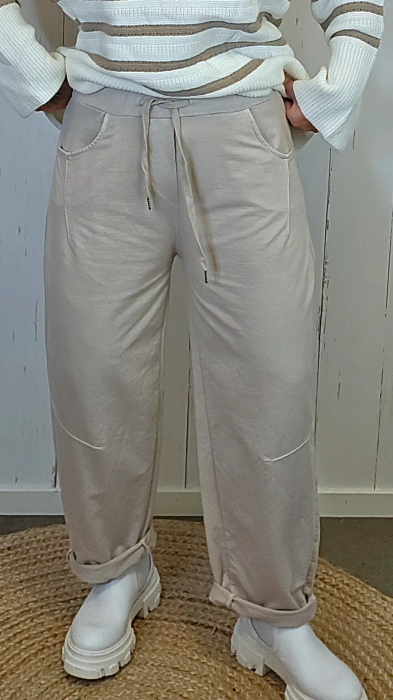 Joggebukse med strikk beige