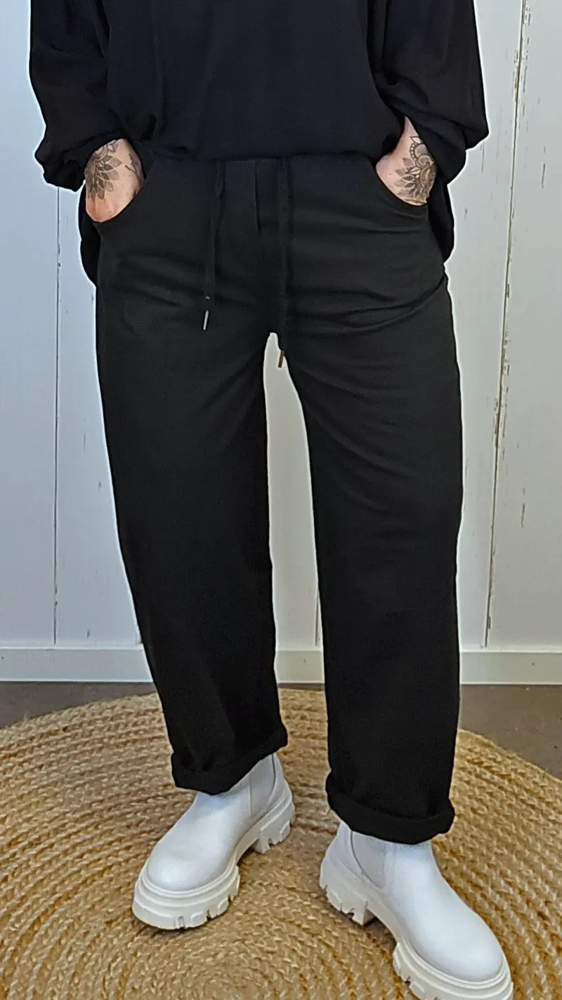 Joggebukse med strikk svart