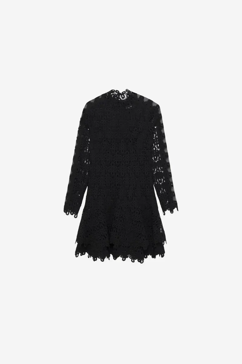 Joy Guipure Lace Mini Dress Black