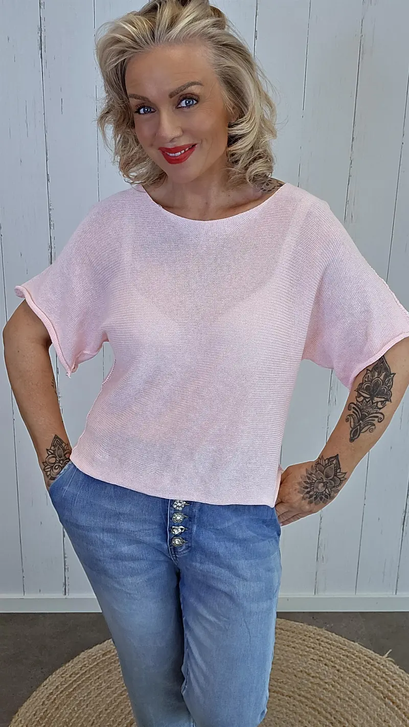 Julie Strikket Bomullstopp rosa
