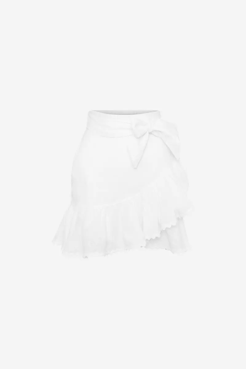 Julli Wavy Linen Skirt White