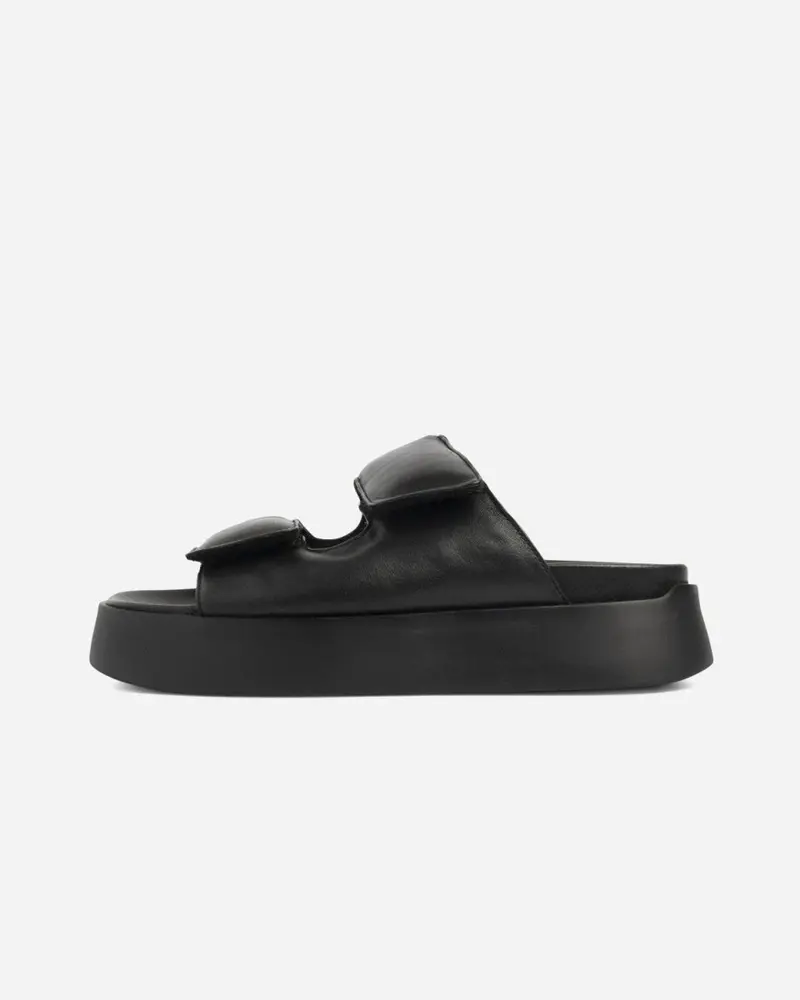 Juno Slide - Black Leather