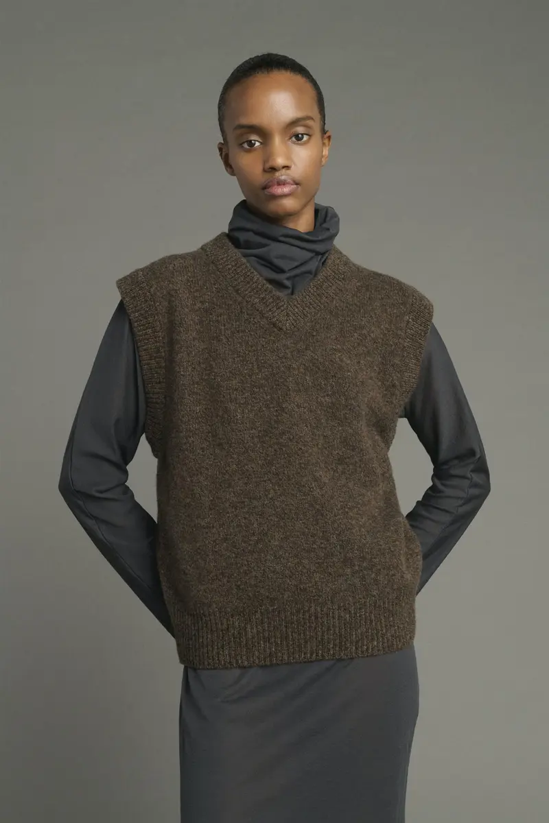 Karl Merino Pullover Vest Marron Chine