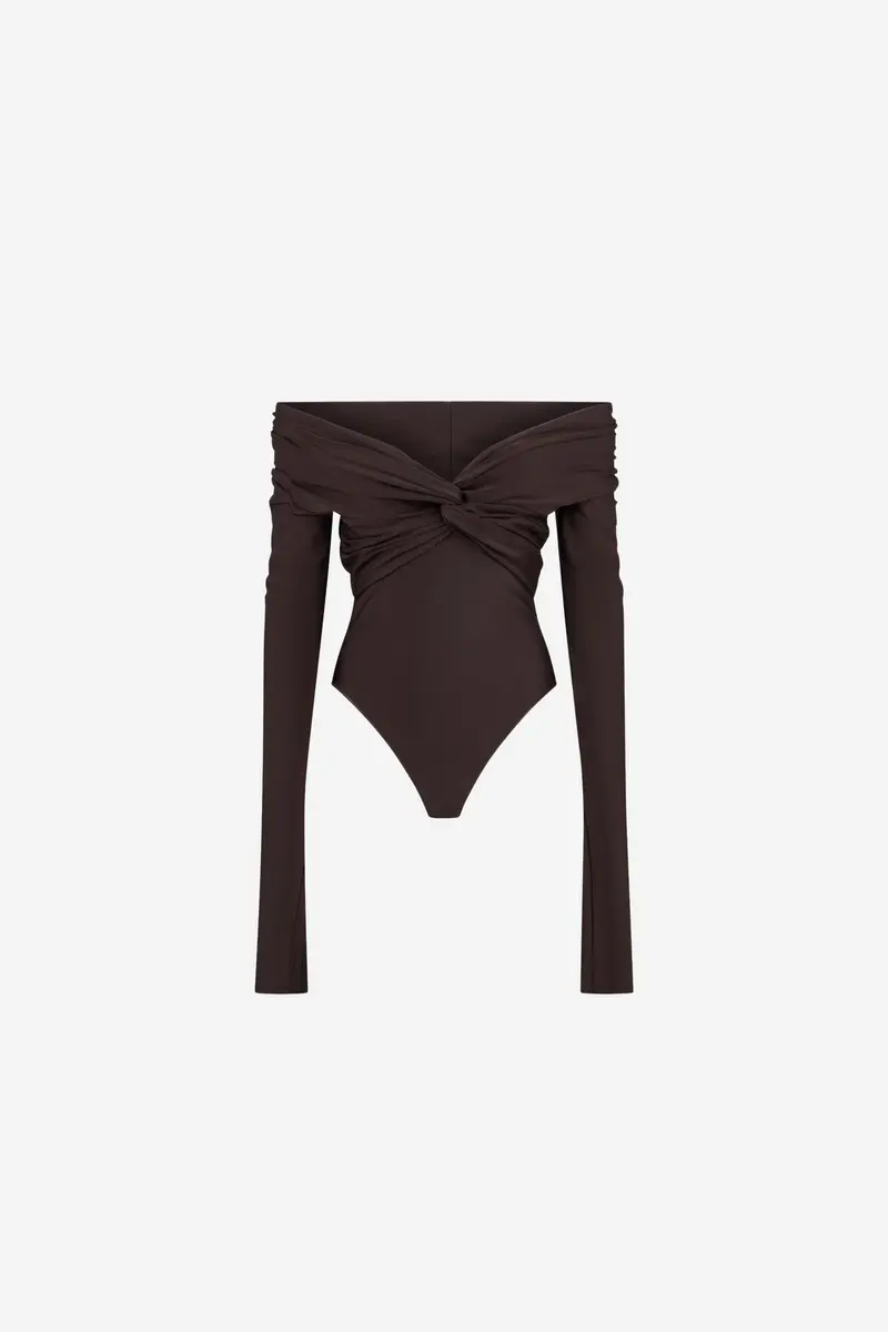 Kendall Bodysuit Off-Shoulder Dark Brown