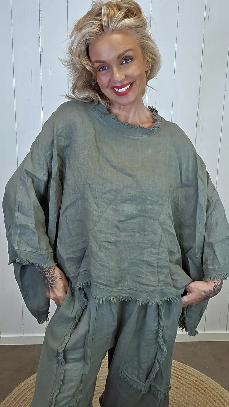 kim Lin Poncho Topp kaki