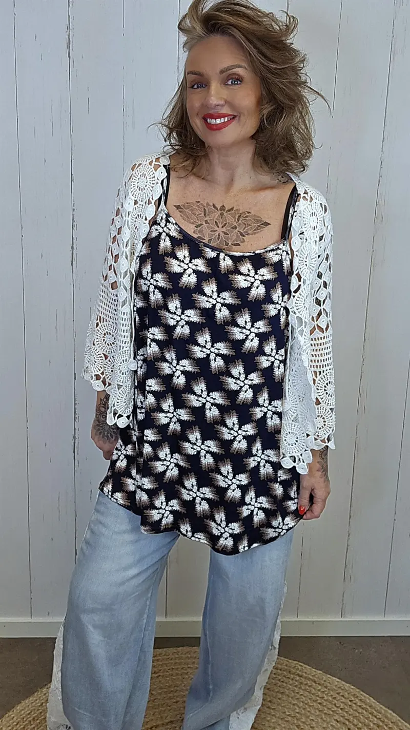 Klara singlet Blå med blomster