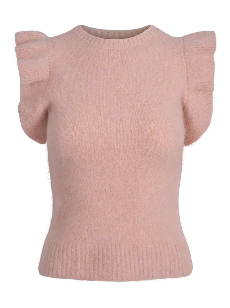 Knitted feminin alpaca vest Dusty Pink