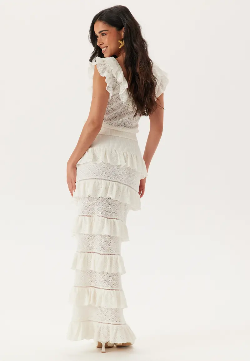 Knitted Frill Ankle Skirt