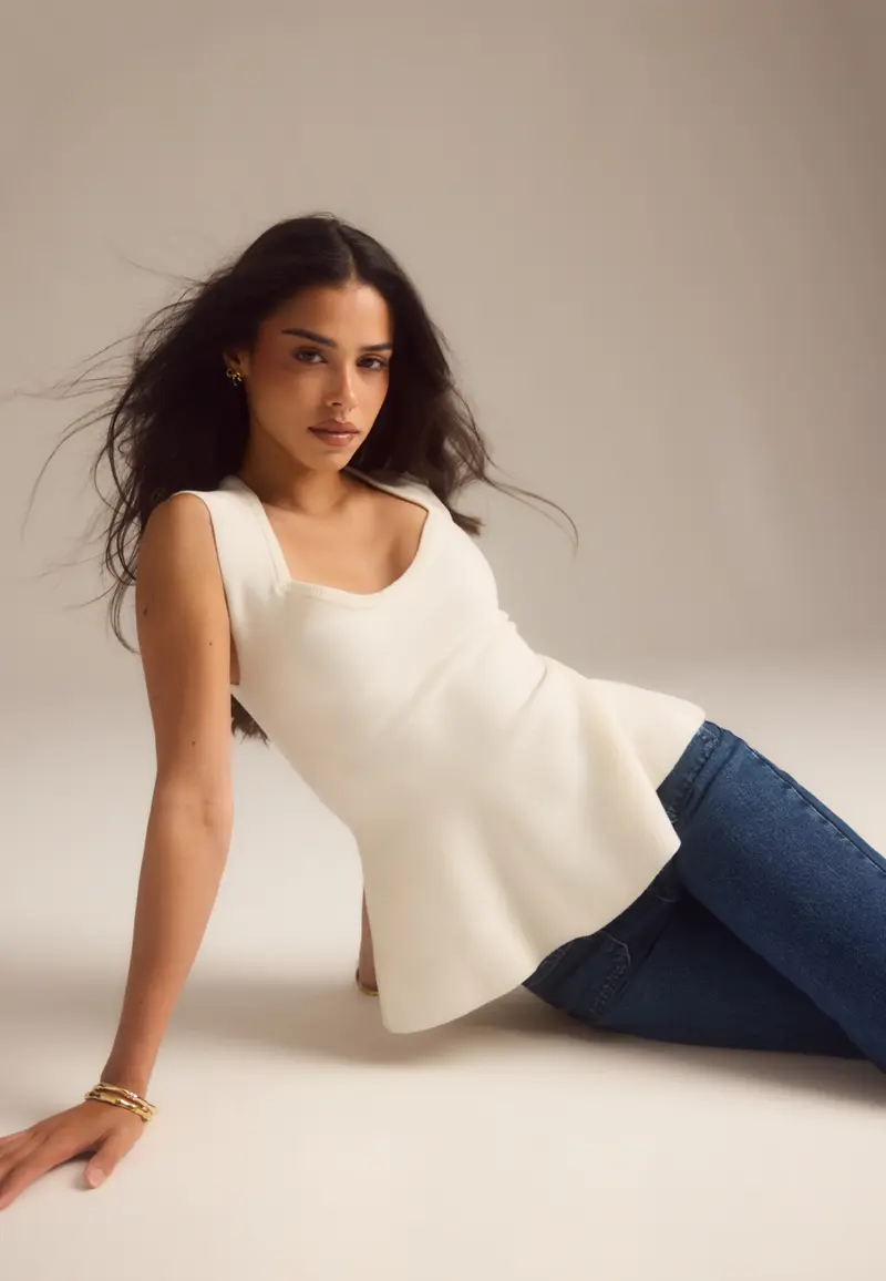 Knitted Peplum Top