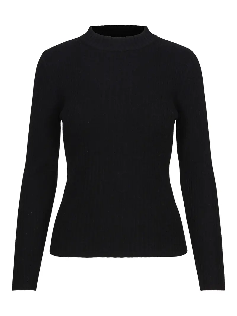 Knitted rib-detailed pullover Black