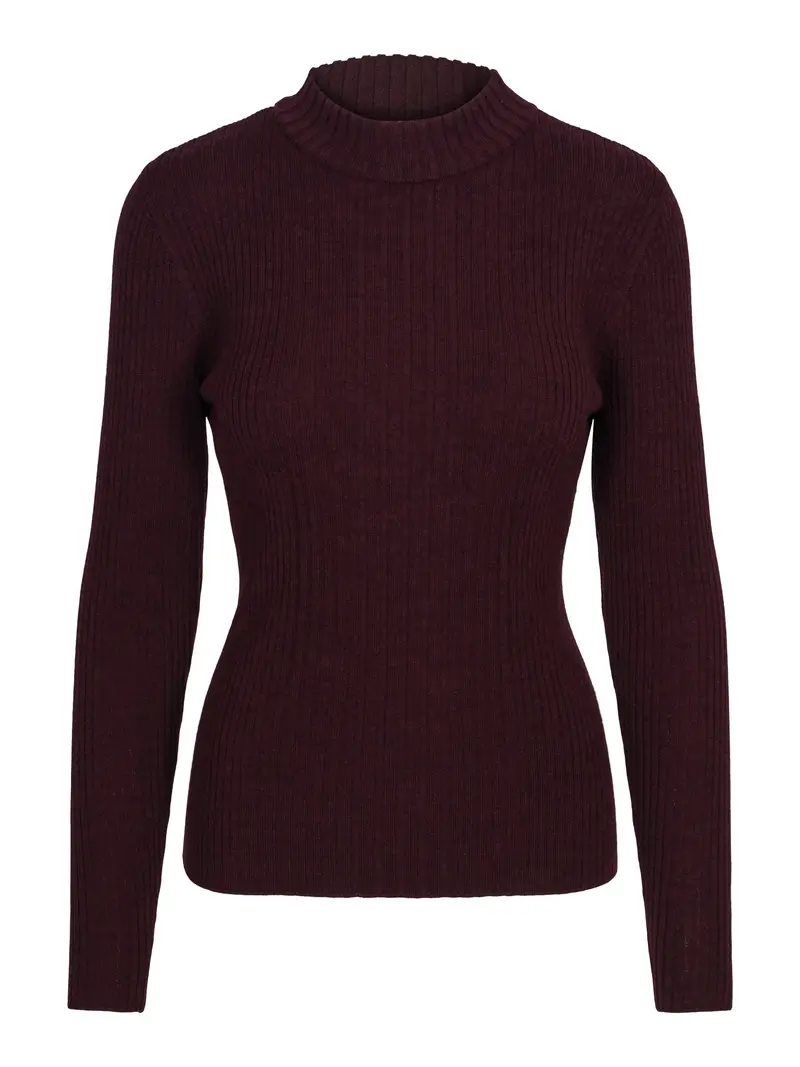 Knitted rib-detailed pullover Burgundy