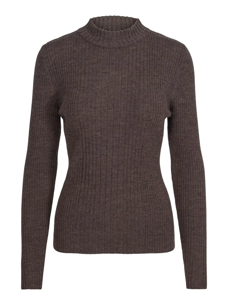 Knitted rib-detailed pullover Taupe Mel.