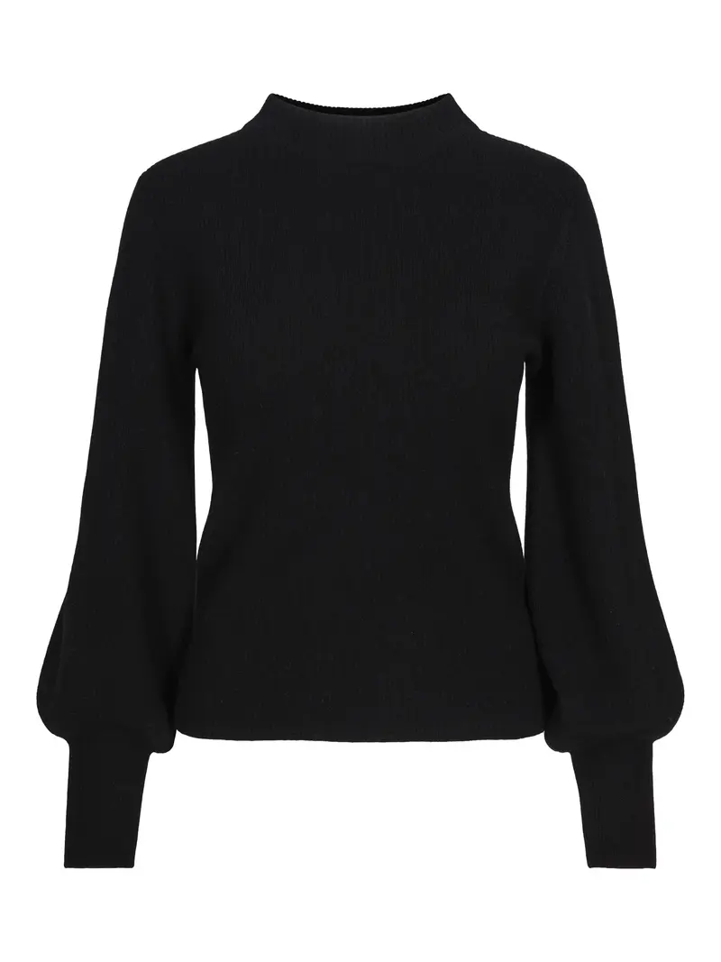 Knitted sleeve rib-pullover Black
