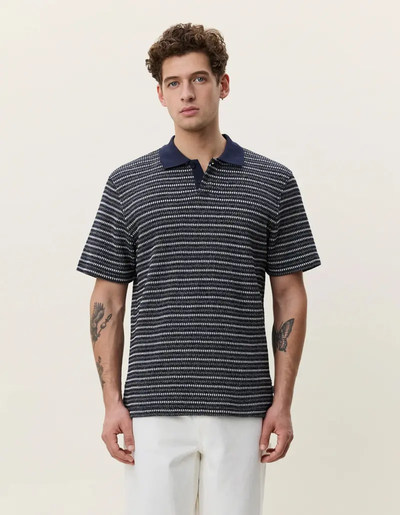 Knitted Stripe Polo