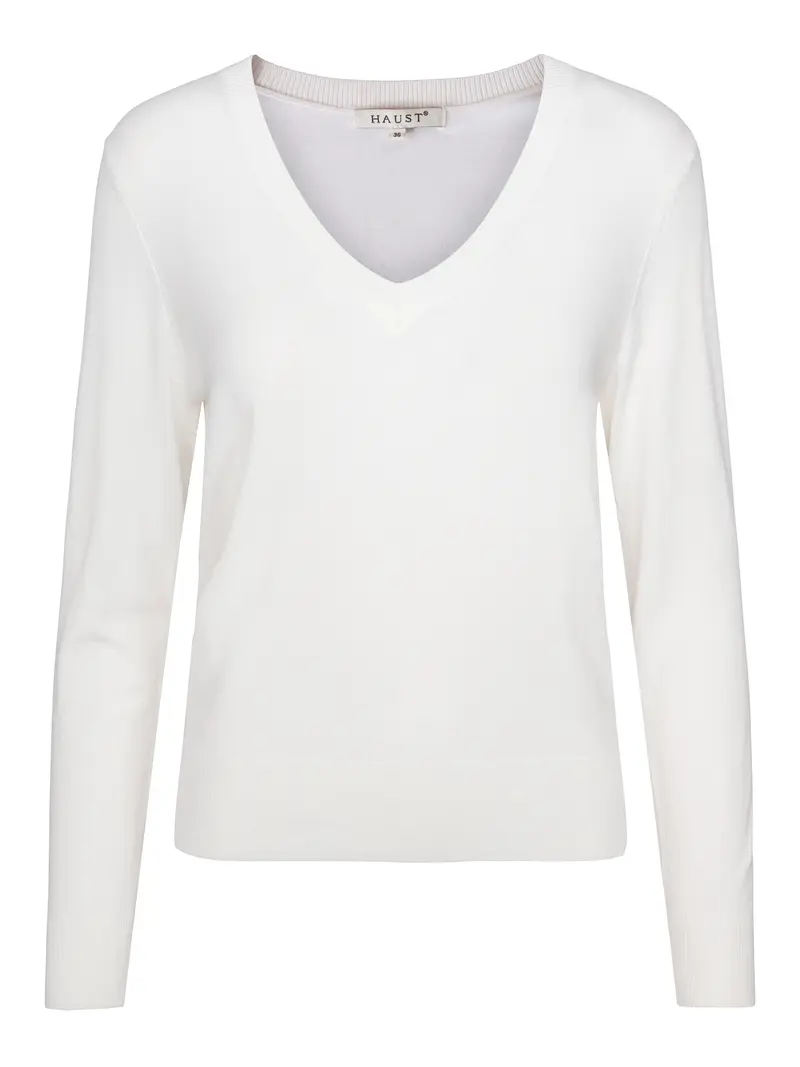 Knitted V-neck pullover Hvit