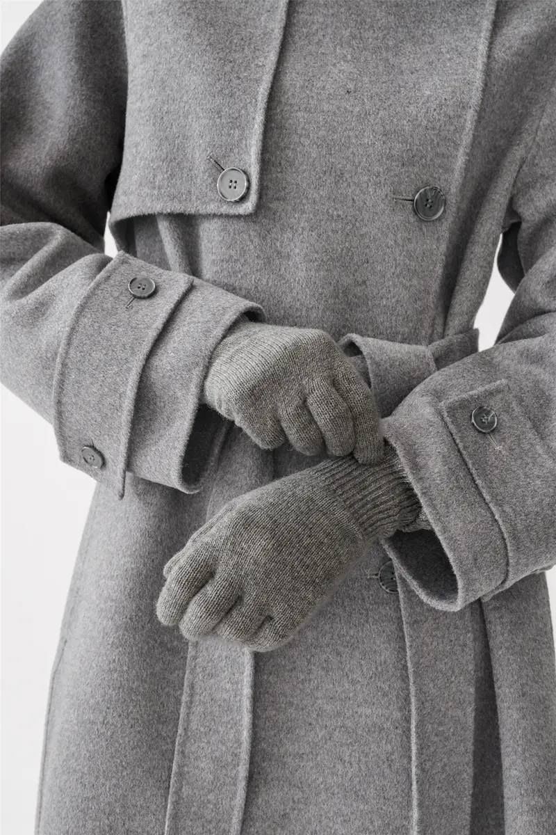 Knitted Wool Gloves Grey Melange