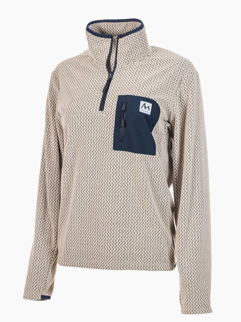 Kollen halfzip fleece dame Beige/Blå