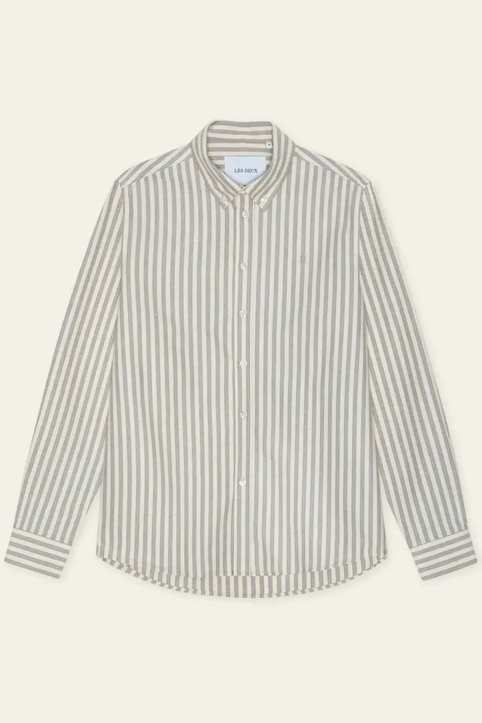 Konrad Stripe Oxford Shirt Eggnog White