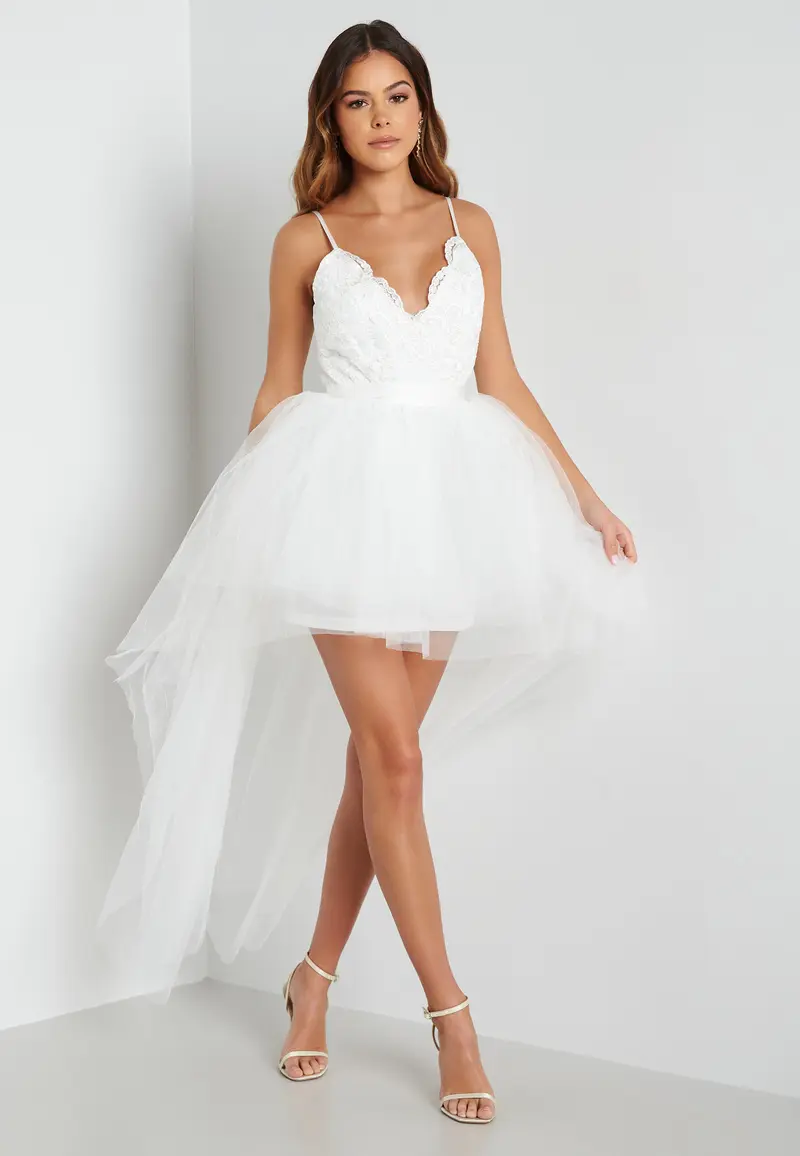 Lace Bodice High Low Dress