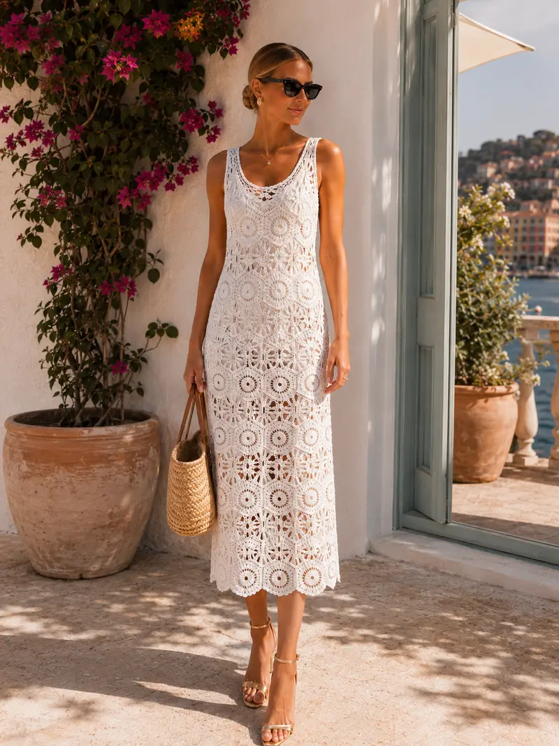 Lace dress, long White