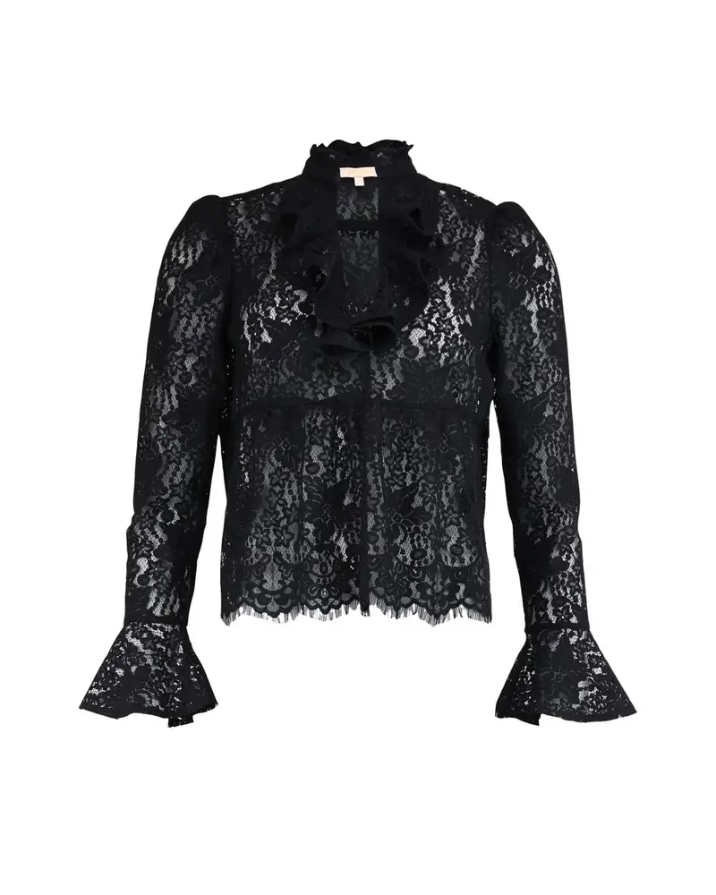 Lace Ruffle Blouse - Black
