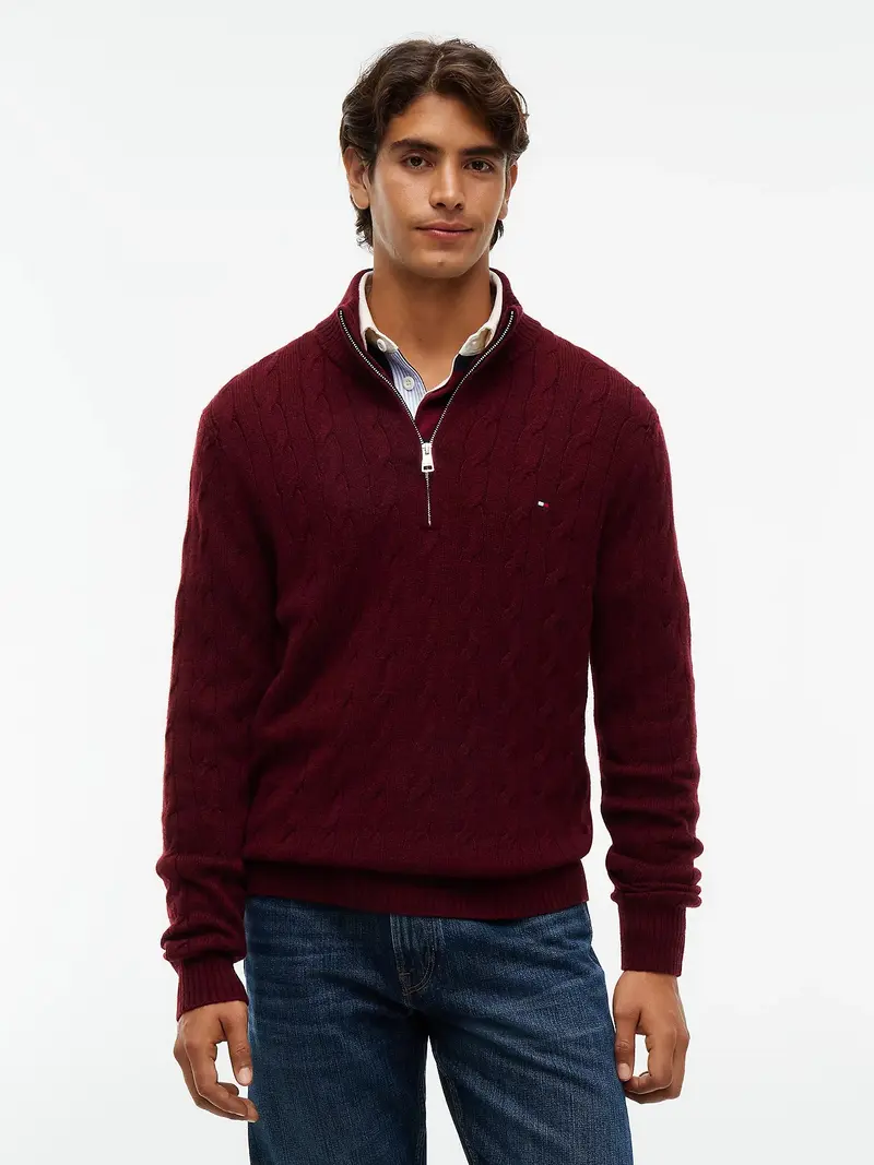 Lambswool Cable Zip Mk