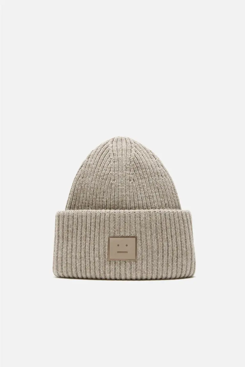 Large Face Logo Yak Beanie Greige Melange