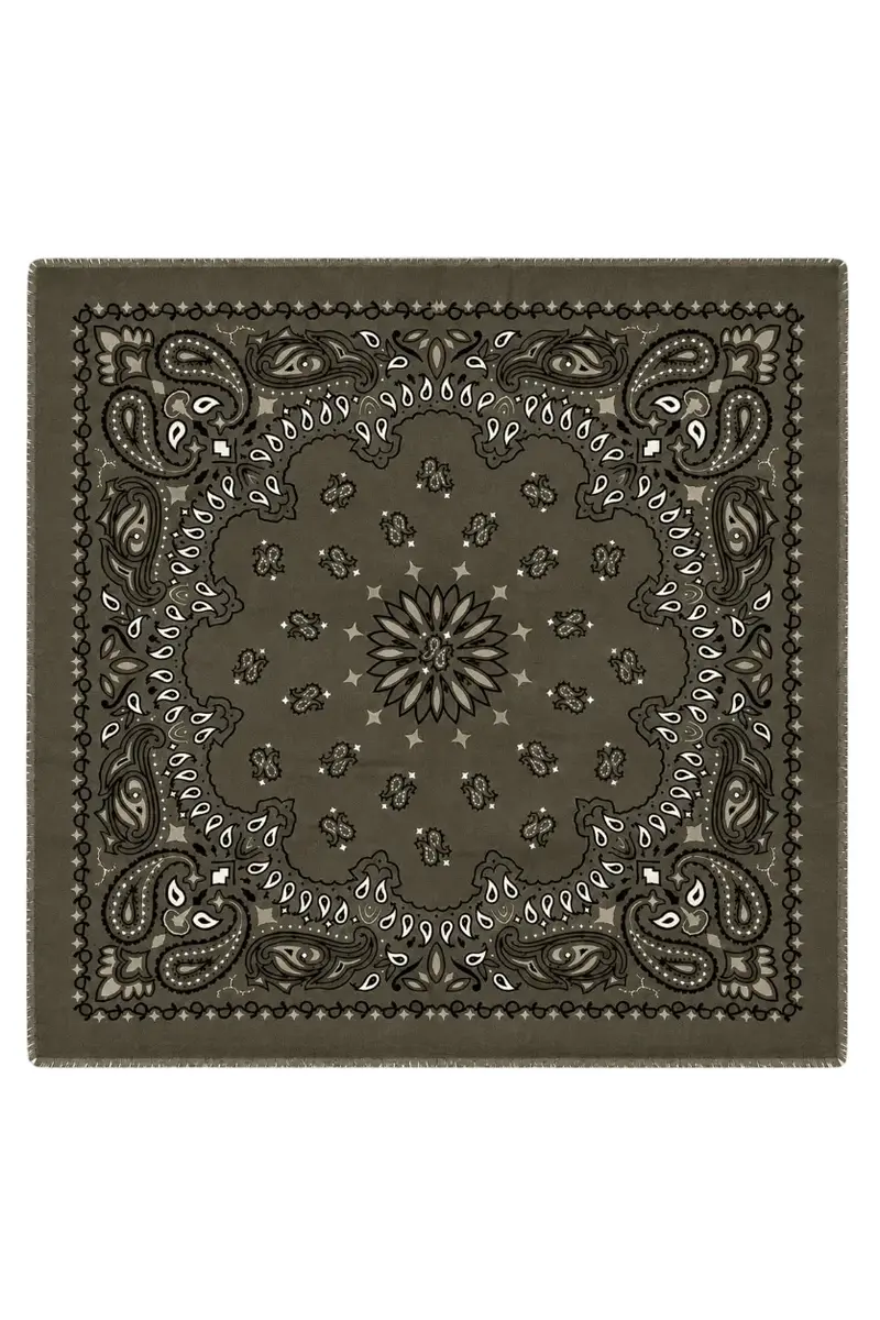 Large Paisley Scarf - Khaki