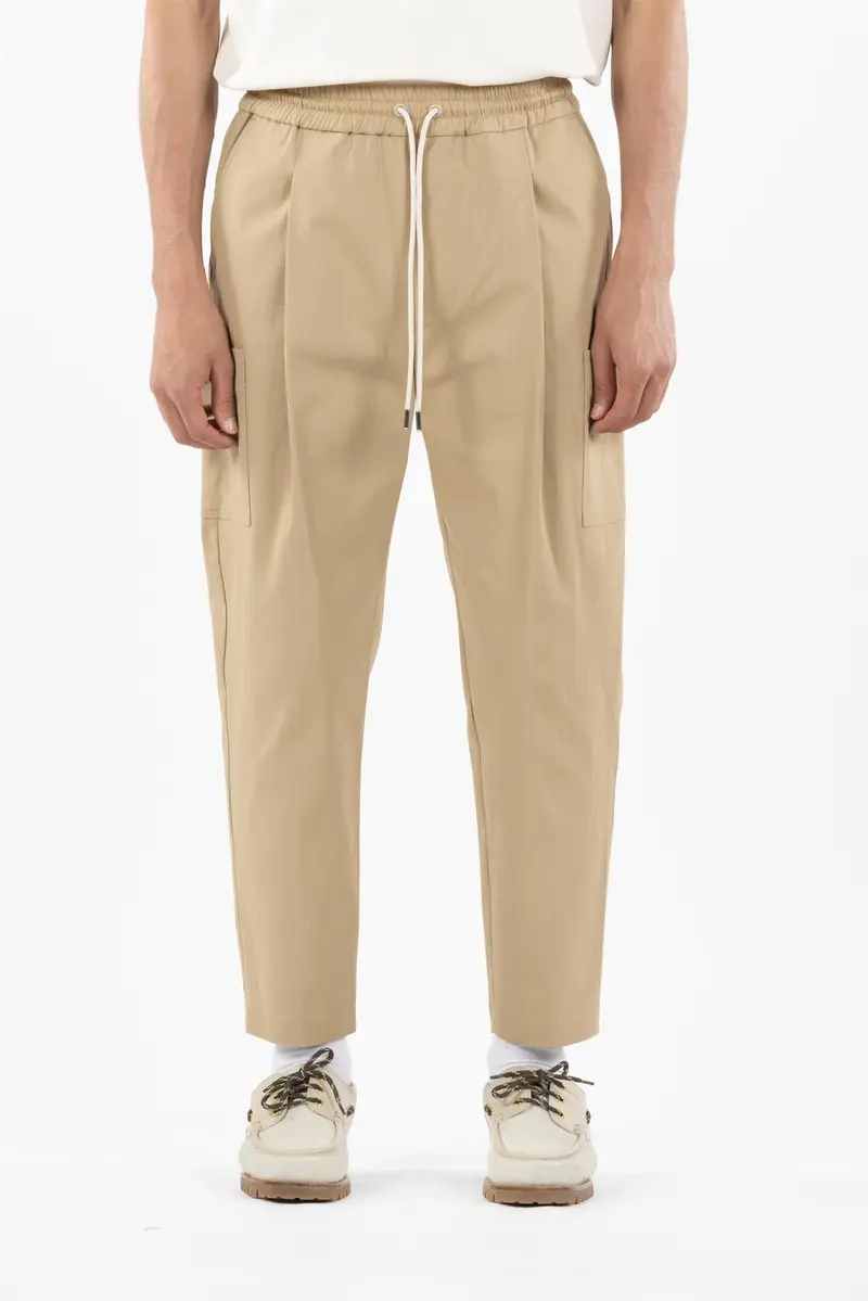 Le Pantalon Cropped Cargo Beige