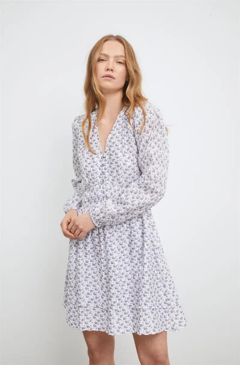 Lea Dress White lupin print