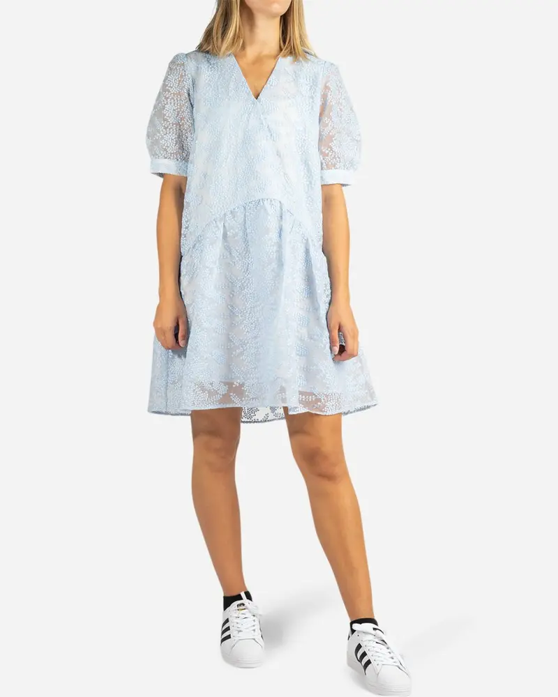 Leaf ss Dress - Light Blue
