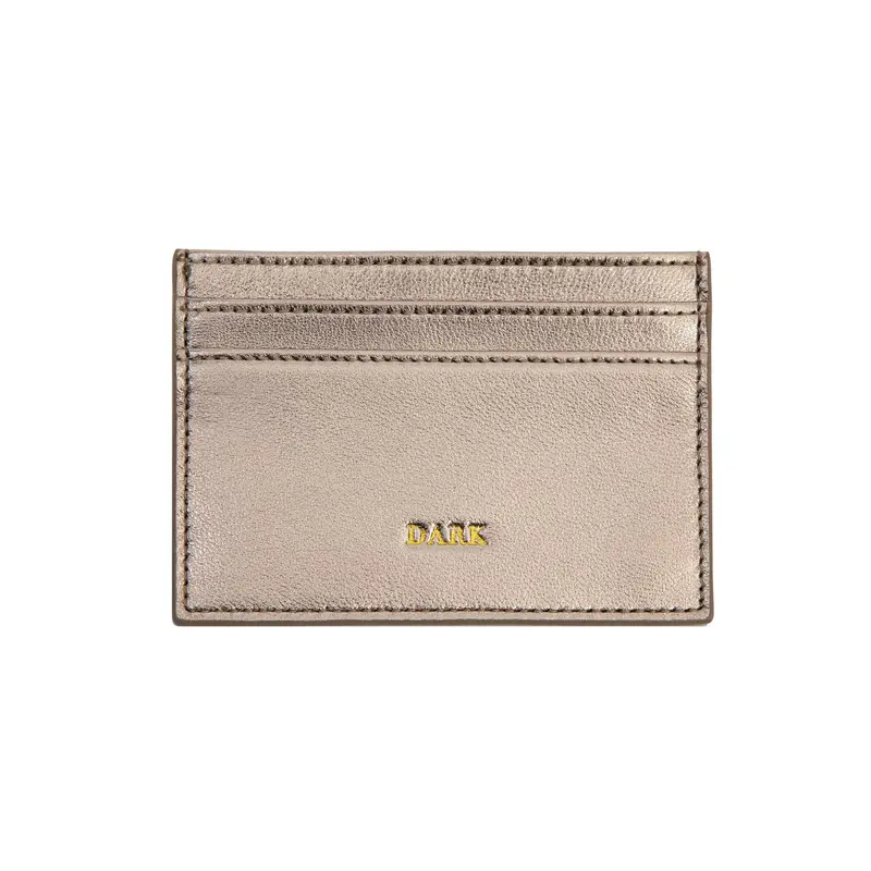 Leather Card Holder Nappa Champagne Metallic
