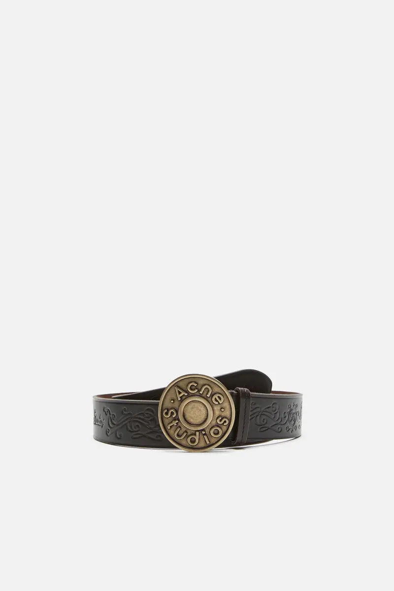 Leather Logo Buckle Belt