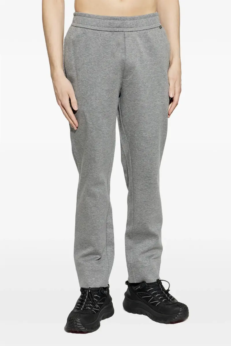Leather Logo Cotton Blend Track Pants Grey
