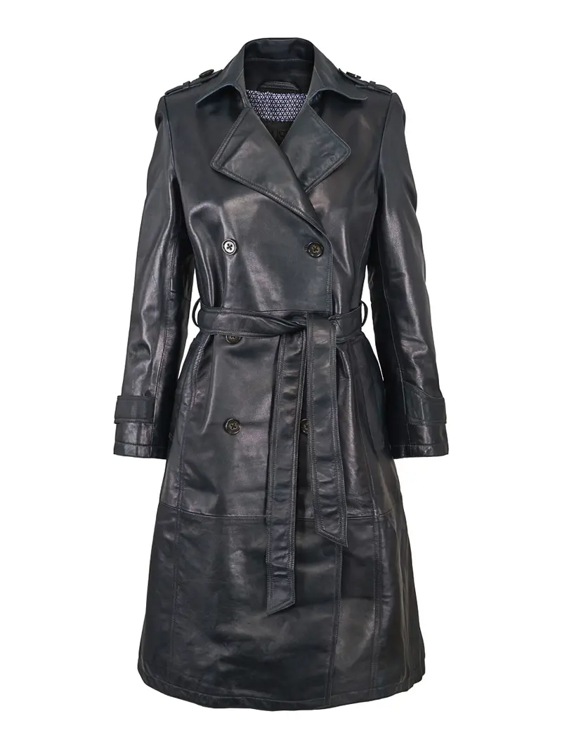 Leather trench coat Navy