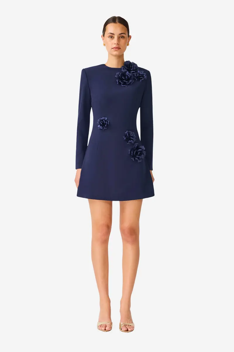 Leonara Long Sleeved Mini Dress Deep Navy