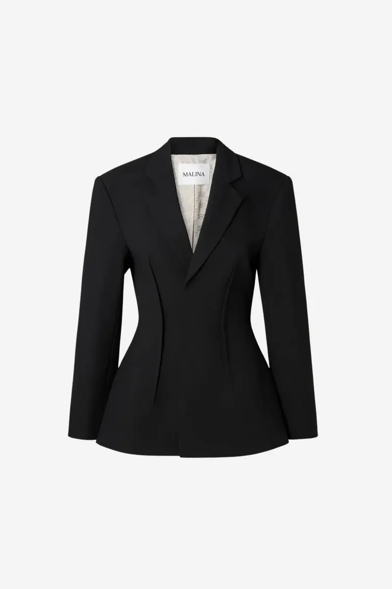 Leonne Seam Detailed Fitted Blazer Black