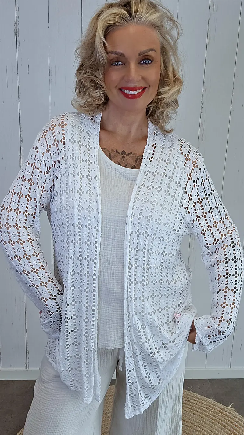 Leora lang blondecardigan hvit