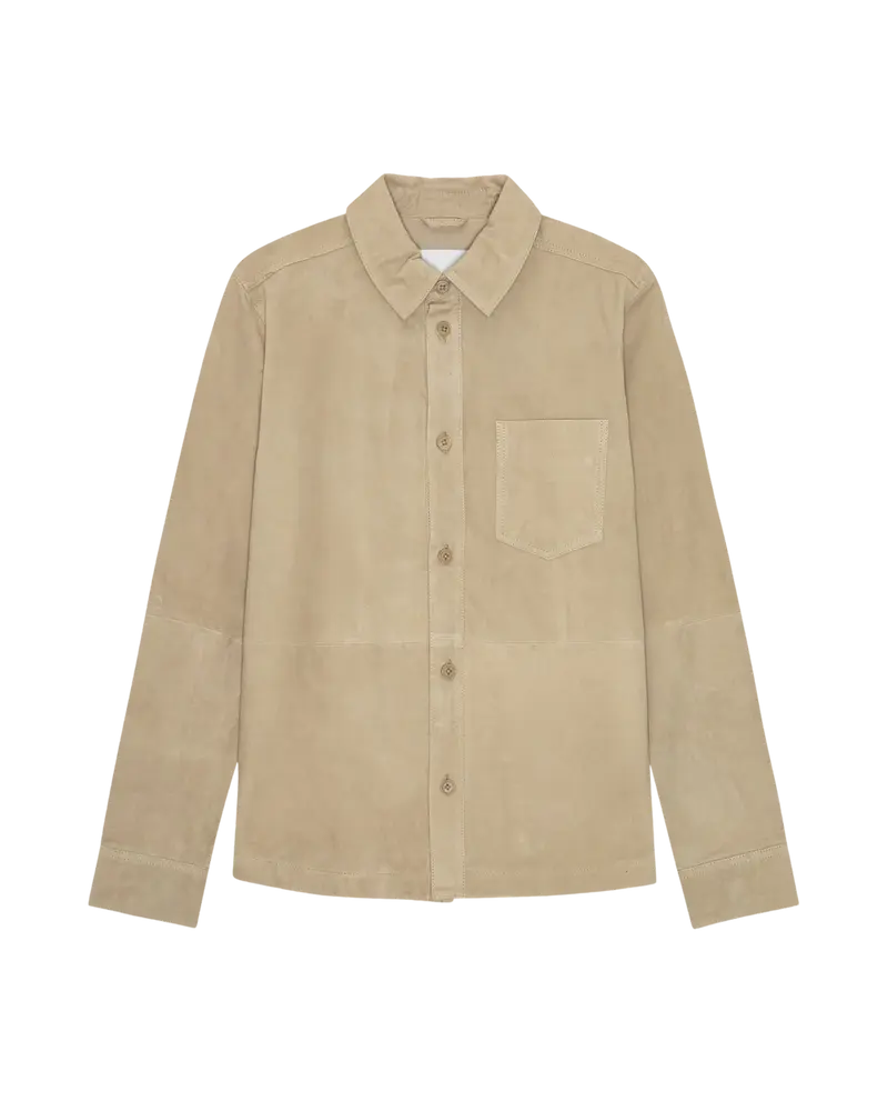 Les Deux Bertram Suede Overshirt – Light Sand