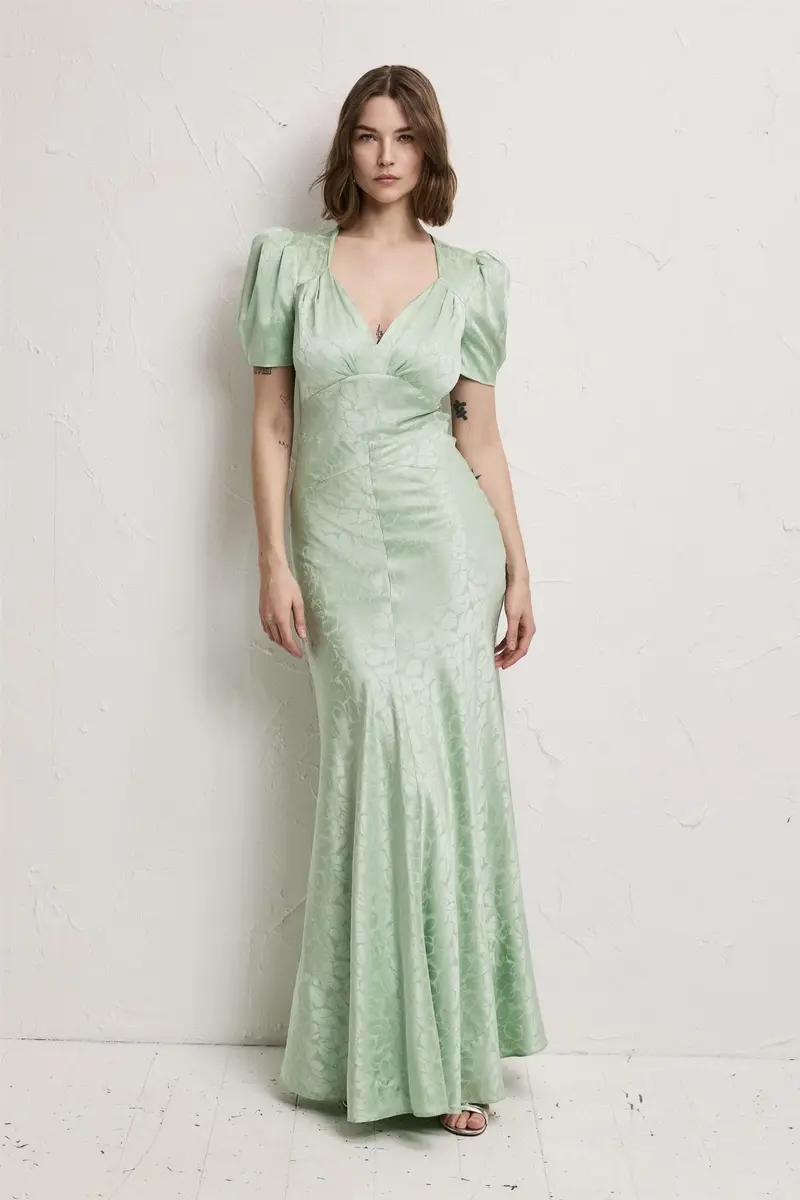 Leslie Jacquard Dress Mint