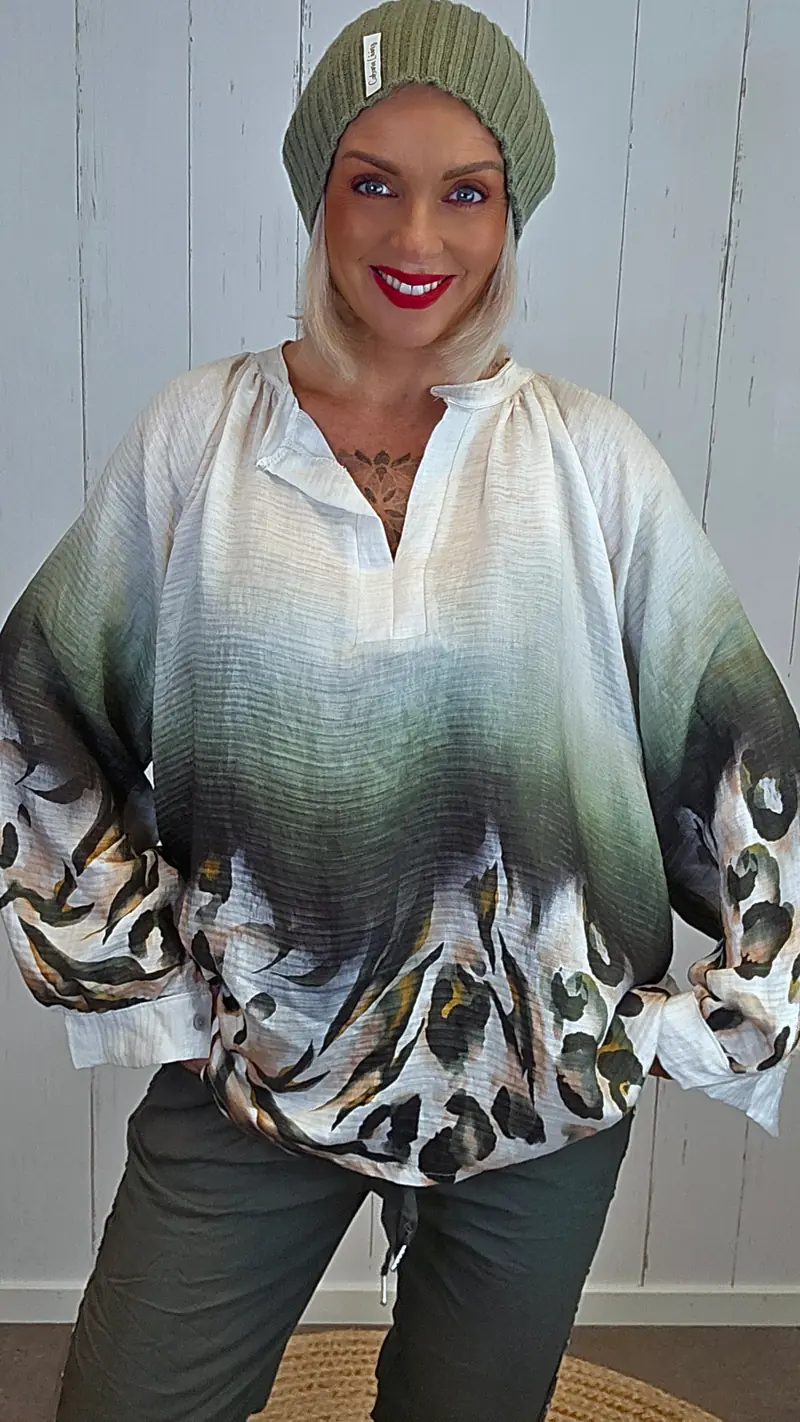 Leyla leo bluse Grønn