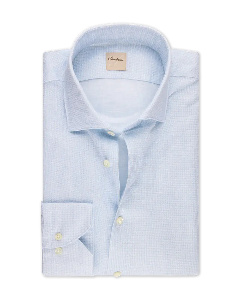 Light blue Checked Linen/Lyocell Shirt