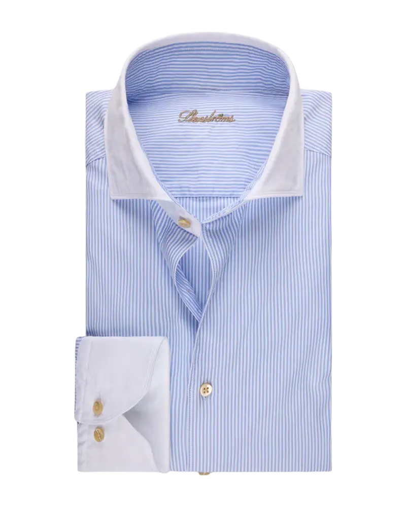 Light blue Striped Twill Shirt with Contrast - Regular Fit