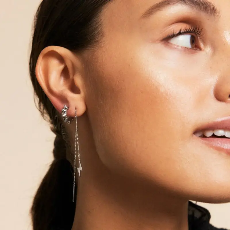 Lightning Chain Earrings Steel