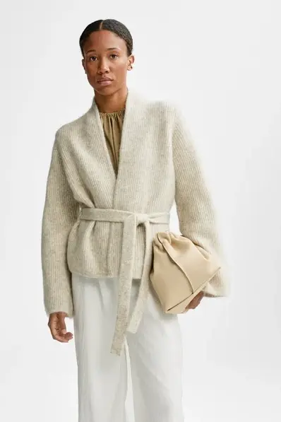 Lila Mohair Cardigan Wheat