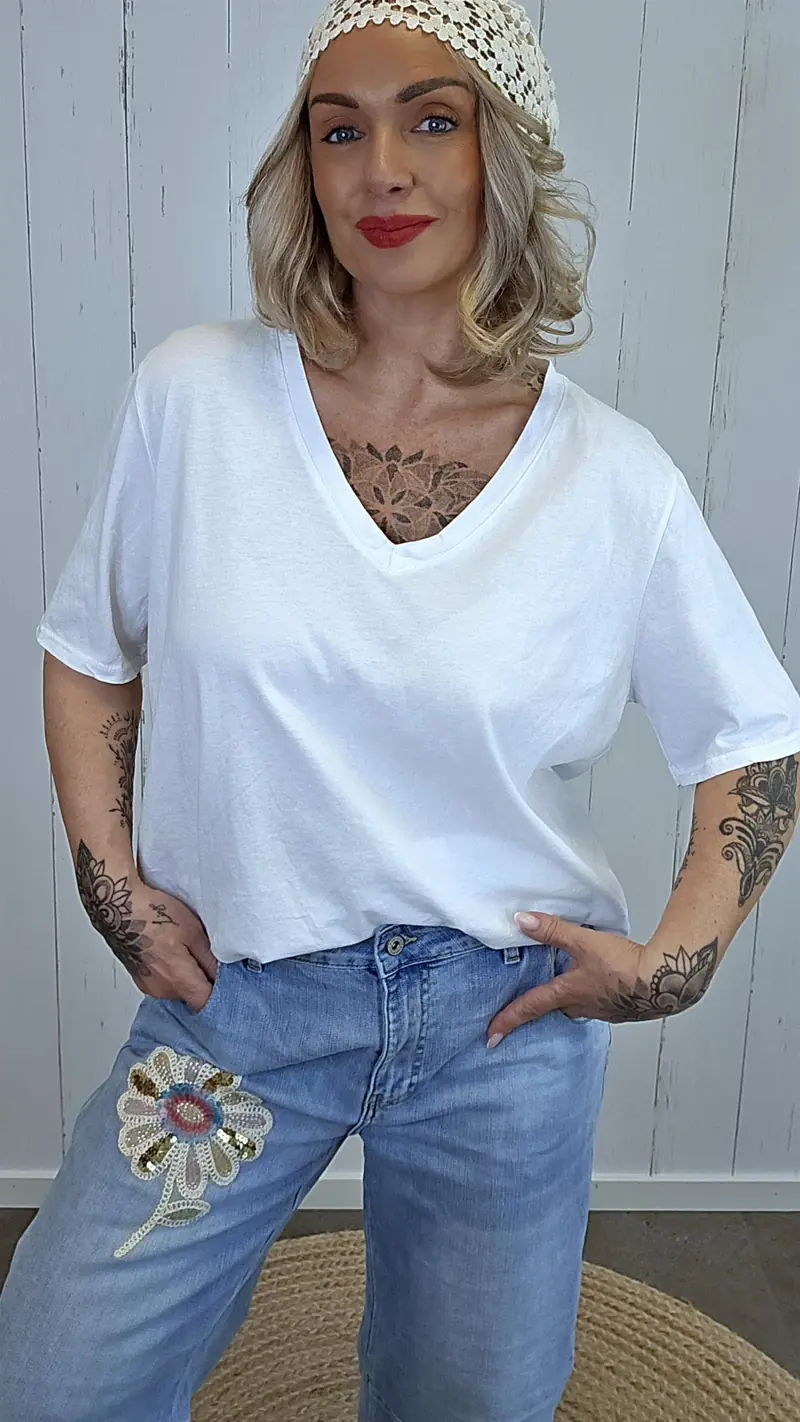 Lina hvit basic t-skjorte
